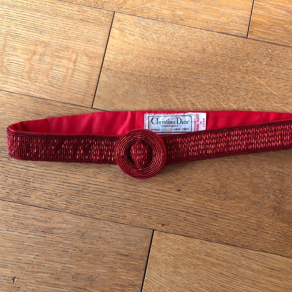 Vintage Christian Dior red beaded belt